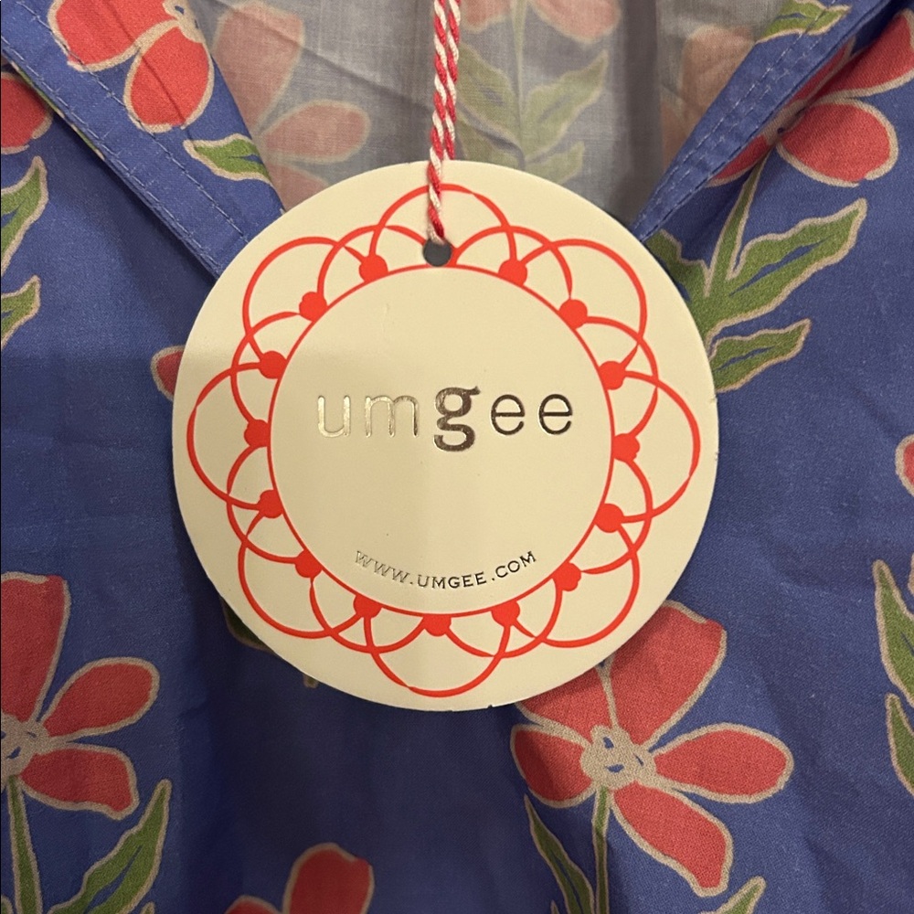 Umgee Blue Floral V-Neck Short Sleeve Blouse - Picture 3 of 6